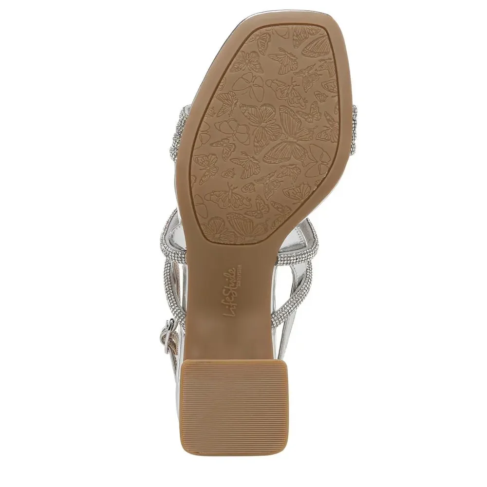 NWT LifeStride Women's Celeste Heeled Sandal Silver Metallic 7.5 M